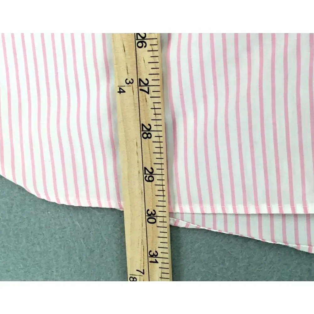 Polo Ralph Lauren Pink White Stripe Easy Care Cotton Dress Shirt 15.5